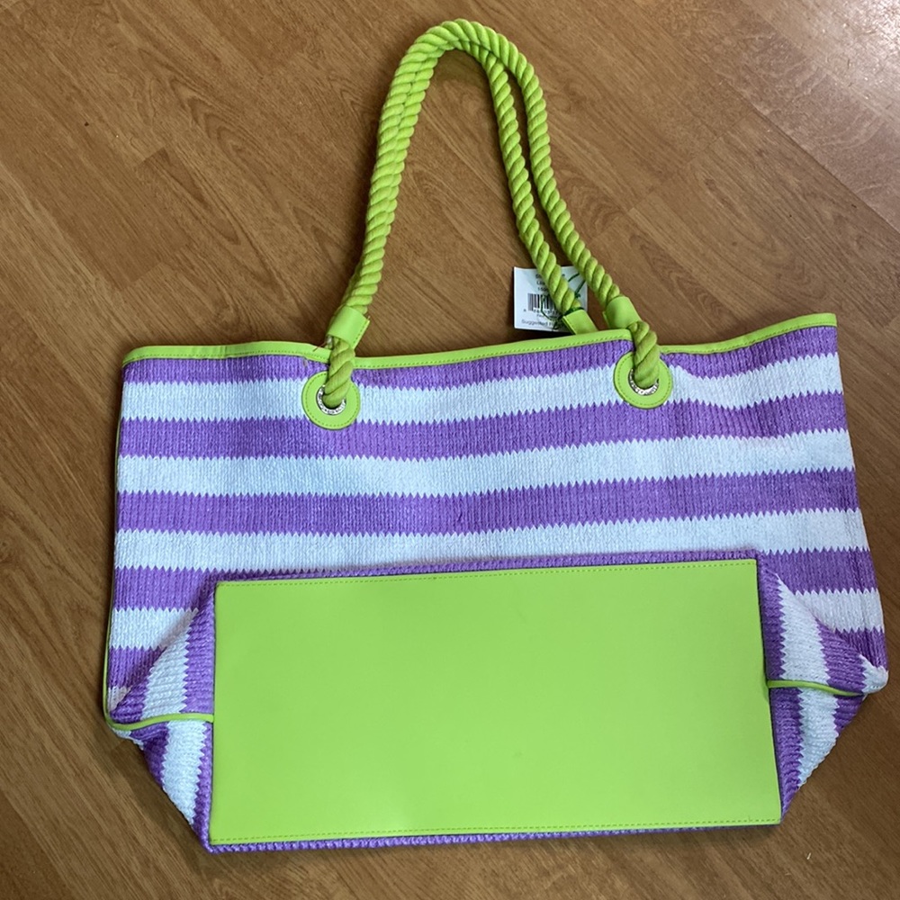 Vera Bradley Striped Tote Lilac Stripe 15953-640 - Picture 7 of 12